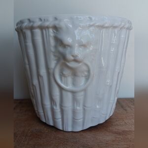 Vintage Ceramic Bamboo And Lions Planter